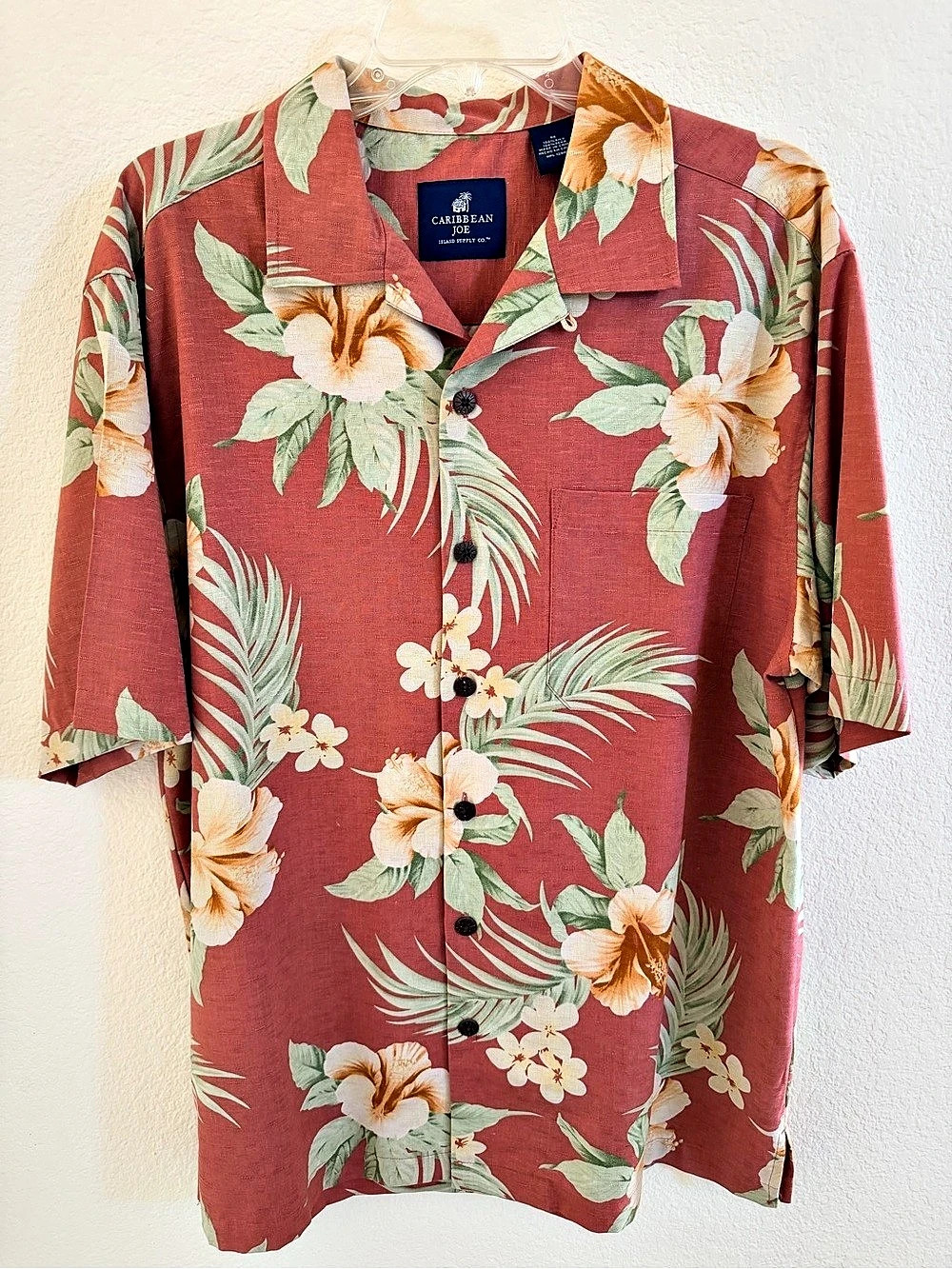 Caribbean Joe Vintage Men's Hawaiian 100% Silk Shirt (Like New - Size M)